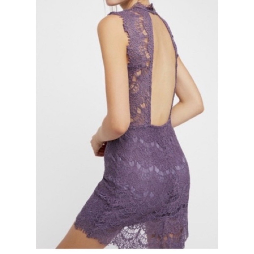 Intimately Free People Daydream Bodycon Slip Dress Purple Lace Open Back X Small - Picture 2 of 10